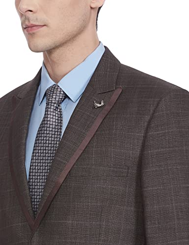 Image of Raymond Polyester Blend Men's Full Sleeve Contemporary FIT Dark Brown Formal Suit