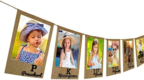 2023 Graduation Decorations Pre-strung Burlap Graduation Photo Banner for Class of 2023 Decorations K-12 Picture Banner Senior 2023 Decor for High School College Graduation Party Supplies VAG110