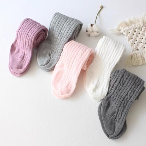 5 Pairs Baby Girl's One-Piece Stockings Socks for 0-6 Years Old, Soft Cotton Braided Foot Socks for Infants Toddlers2