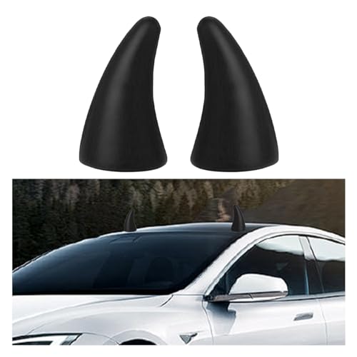 Image of 2 PCS 3D Devil Horn Sticker, Car Roof Bumper Decoration, 4.3 Inch Elasticity Anti Collision Protector Sticker, Car Exterior Accessories for Truck SUV Helmet Motorcycle (Black)