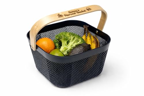 Cesto de cosecha para jardinería con asa de bambú personalizado miniatura 4