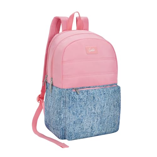 Image of Genie Backpack for Girls Laptop Sleeve, Three Compartments and Organiser with Padded Shoulders |Best for Books,Stationery,Lunch Box & Essentials