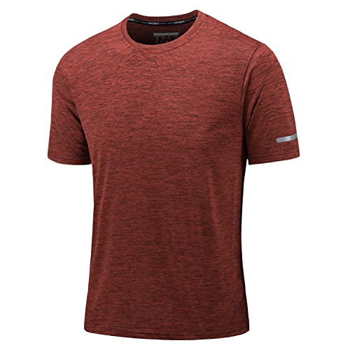 KEFITEVD Camiseta Deportiva de Secado Rápido para Hombre Camisetas de Manga Corta para Correr Camiseta de Verano Que Absorbe la Humedad,Naranja Oscuro,M