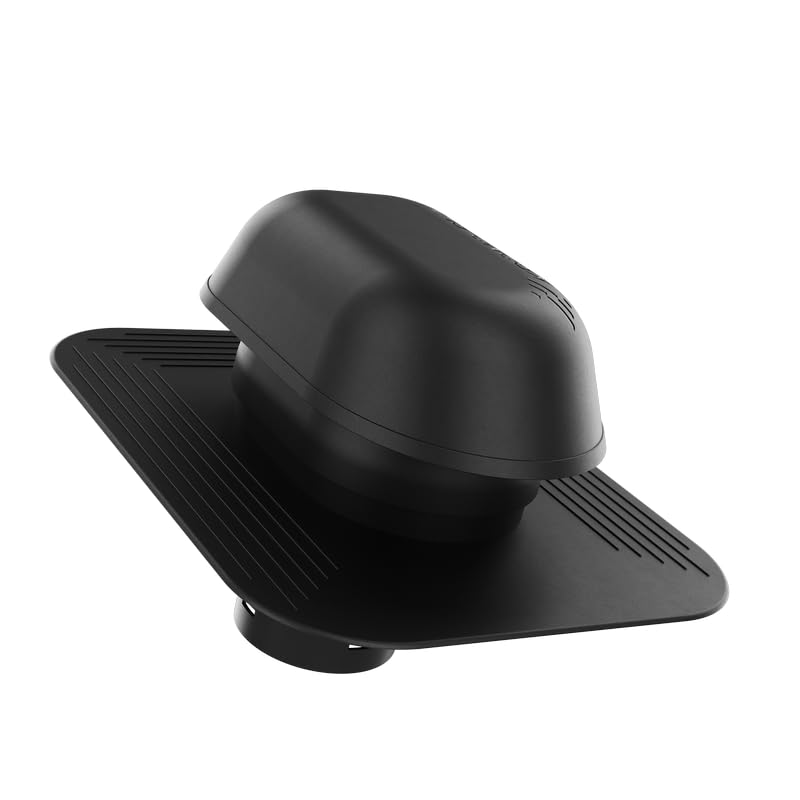 KRONO-PLAST Sanitär-Entlüftungskamin Dachziegel 150 für Bitumenschindel Doppelrömer Dachziegel Lüfter Dachlüfter (Schwarz)