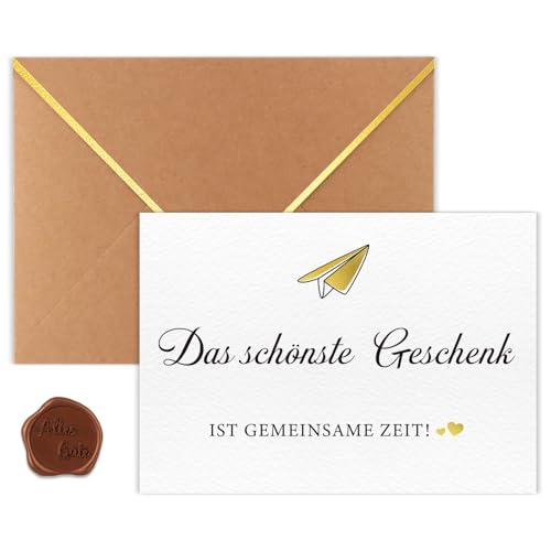 WenmthG Gutscheinkarten zum selbstausfüllen (A6 mit Umschlag und Wachssiegel) - Das schönste Geschenk ist gemeinsame Zeit - Gutschein für gemeinsame Zeit -...