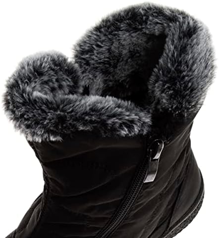 JOSMO Women's Waterproof Insulated Non-Slip Comfort Faux Fur Winter Boots, Black Grey, 5 | Image 2