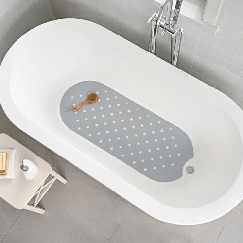 Alfombrilla de bañera gris de goma 99x41 cm con ventosas 3