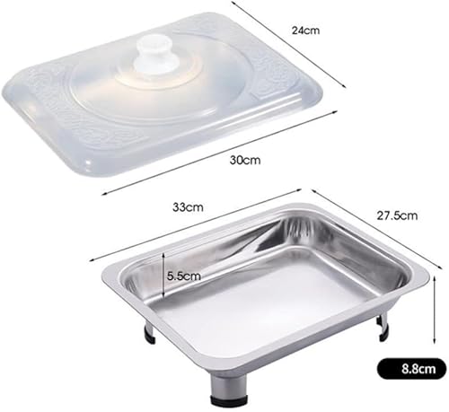 Miniatura 6 de Juego de estufa cuadrada de acero inoxidable, plato versátil con tapa para catering, fiestas, banquetes y eventos