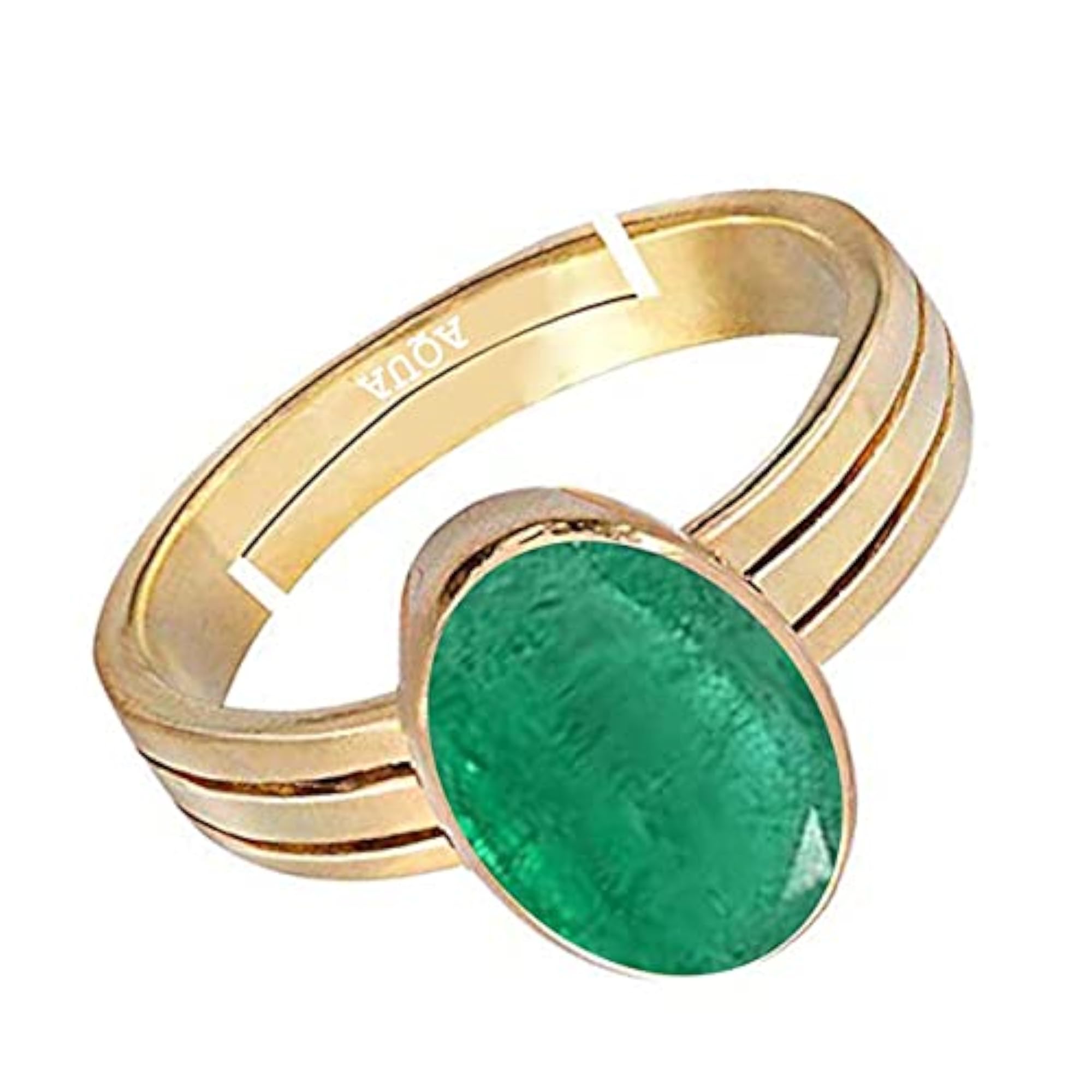 Women's Emerald 5 Metals Gold Plated Adjustable Ring, Astrological Gemstone