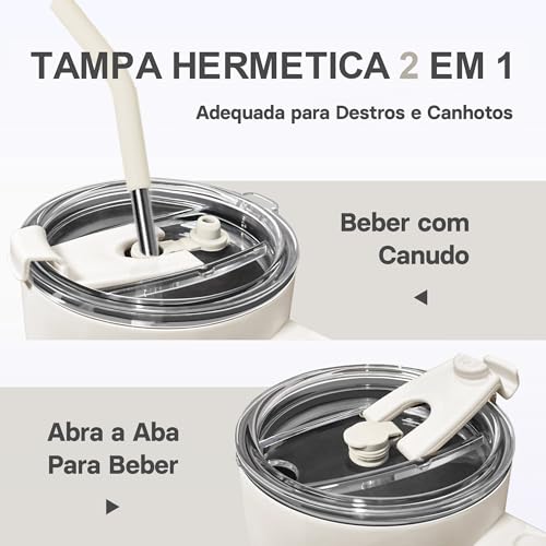 Romantic Crown Copo Térmico com Canudo Tampa e Alça 1,18L, Cops Garrafas Termico para viagem vácuo d