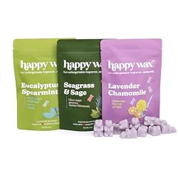 Happy Wax Spa Day Collection: Natural, Non-Toxic Scented Soy Wax Melts – Total 6oz Variety Pack: Eucalyptus Spearmint, Lavender Chamomile, Seagrass & Sage