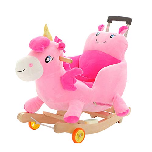Schaukelpferd QIQIDEDIAN Baby Spielzeug Geschenk Massivholz Musik Große Kinder Schaukelstuhl Doppeltem Verwendungszweck
