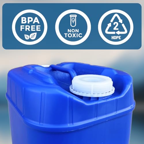 5-Gallon Stackable Water Storage Containers, Water Treatment, 5 Lids + 1 Spigot, Easy Fill, Survial Supply Emergency Water Storage for Disaster Preparedness, 20 Gallon (4 Tank) - Image 5