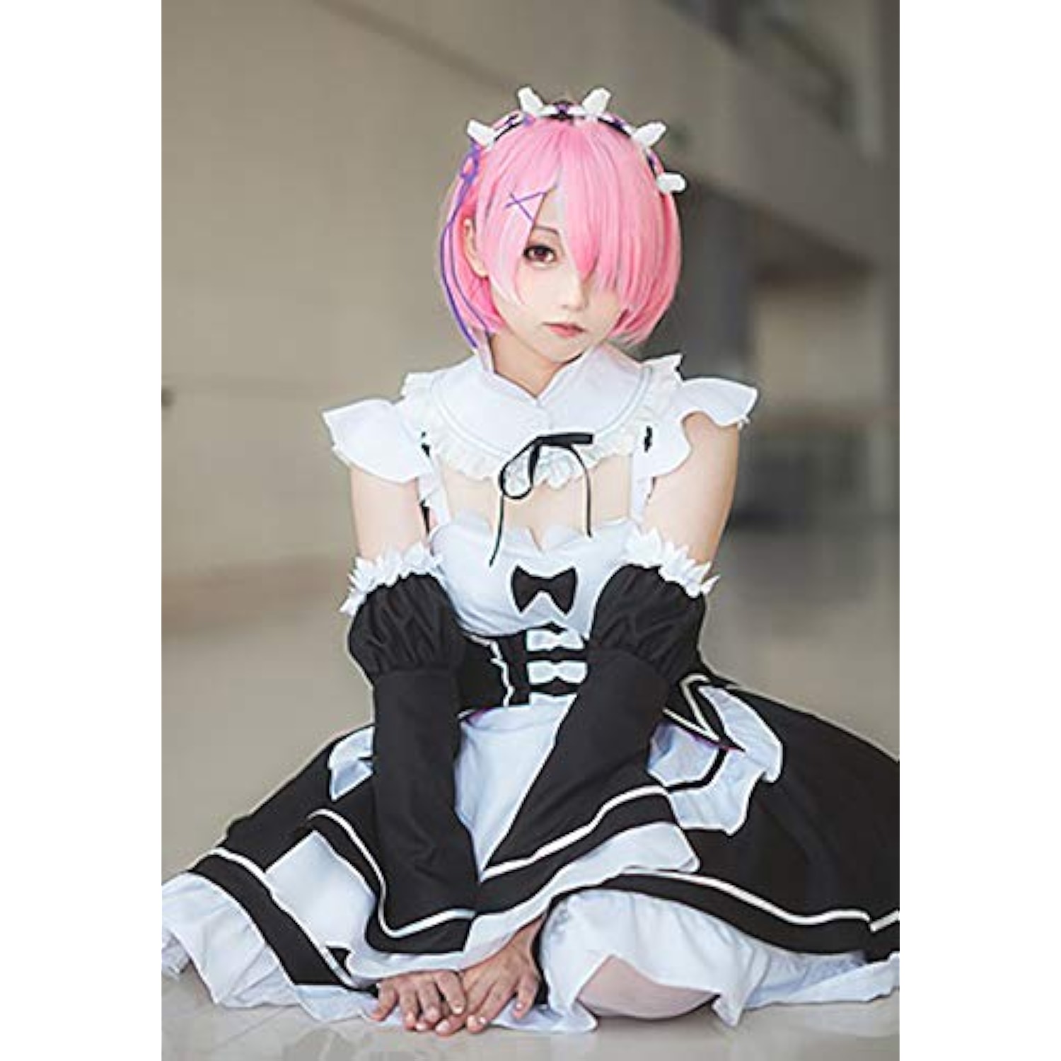 [milky time] ウィッグ付き Re:ゼロから始める異世界生活 リゼロ メイド服 レム ラム コスプレ ハロウィン メイド (ラム,メイド, L) 詳細画像4