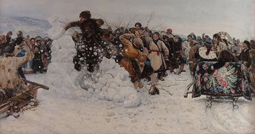 Cuadro de lienzo de Tomando un pueblo de nieve por Surikov para decoraciones del hogar 60x90cm