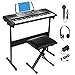 Moukey 54 Touches Clavier Piano Kit, Piano Numérique avec Support/Pupitre de Clavier Musique, Autocollants pour Notes de Piano, Casque, Micro, Mode d'apprentissage pour Enfants Débutant, Fonction MP3