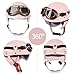 Pink Motorcycle Helmet, German Style Leather Half Helmet, DOT Approved Womens Motorcycle Helmet, Half Face Helmet with Goggles, for Moped Bike Cruiser Scooter Chopper (Pink, S)