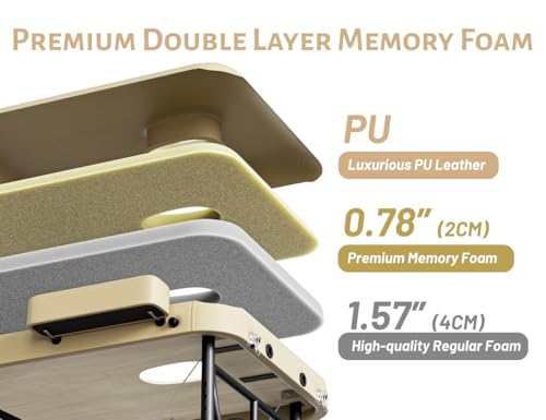 Image of 3 Fold Professional Massage Table Portable Hold Up to 1100LBS Cream