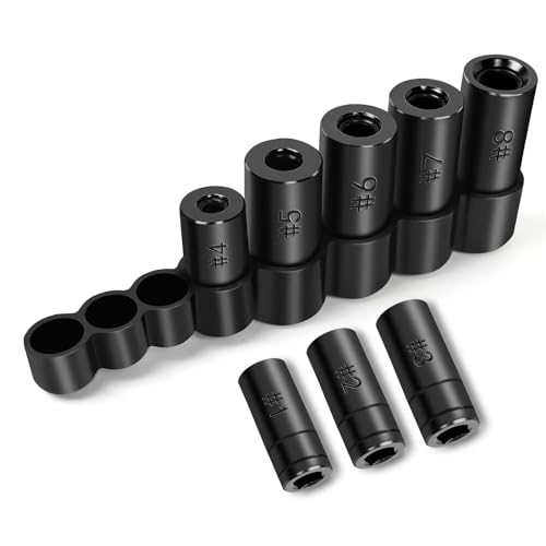 DikTalk 70500 Tap Socket Set 8-Piece 1/4 & 3/8 Drive Taps Sockets Adapter for Socket Wrench Set Use Fits All MCTI Taps Thru 1/2 & 1/8 NPT Tap