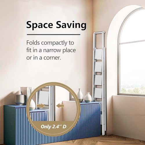 image for GameGem 6 Step Ladder for 12 Feet High Ceiling, Lightweight Aluminum F