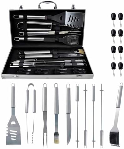 Kit churrasco 18 peças inox com maleta portátil