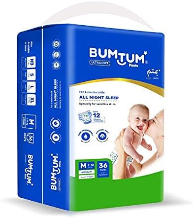 Bumtum Baby Diaper Pants M (7-12 kg) 36 Count