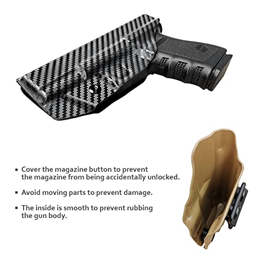 Glock 19 Holster, Carbon Fiber Iwb Kydex Holster For Glock 19 / Glock 19X / Glock 25 / Glock 44 45 (Gen 1-5) & Glock 23 32 (Gen 3-4) Pistol - Inside Waistband Carry Concealed Holster (Black, Right) #TOP4