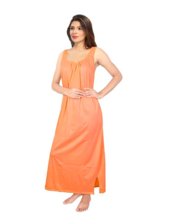 Image of Women's Sleeveless Maxi Night Dress, Spaghetti Strap Nighty, Comfortable Sleepwear Pack of 2