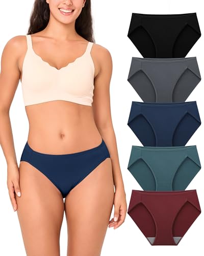 BAMBOO COOL Womens Underwear High Cut Briefs Breathable Moisture-Wicking Hipster Ladies Panties, 5-Pack