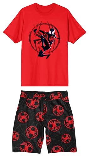 Bioworld Spider-Man Into The Spider-Verse Miles Morales Men's 2-Pair T-shirt & Lounge Shorts Sleep Set