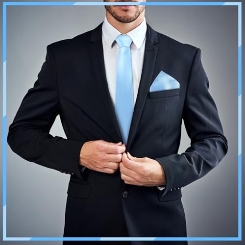 Image of Sureio 20 Pcs Men Tie and Pocket Square Set Satin Formal Solid Ties for Men Pocket Square Handkerchief for Wedding