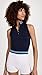 Sweaty Betty Women's Athlete Seamless Color Block Half Zip Workout Tank Top Shirt, Navy Blue, X-Small