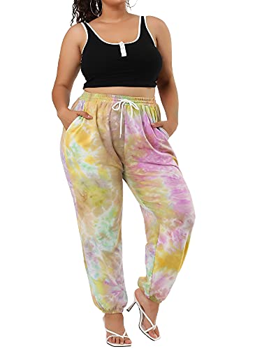 uxcell Sweatpants for Women 2023 Plus Size Drawstring Waist Color Sport Joggers Gym Pants
