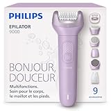 Philips Épilateur série 9000 – épilateur électrique sans fil, sur peau sèche ou humide, jambes, corps et maillot, avec ProGuide, 9 accessoires, dont pédicure, autonomie 60 min, modèle BRE728/00