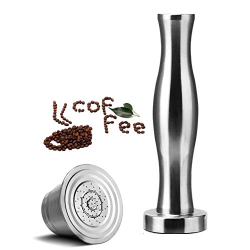 Wiederverwendbar Kaffee Kapsel Edelstahl Wiederbefüllbare Mit Press Kaffee Tamper Filterkaffee Filter Für Nespresso,Silber