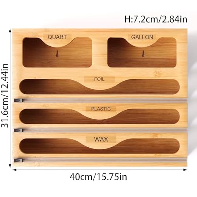 Foil Dispenser - Wall Foil And Wax Dispenser Large-Capacity Wrap Organizers | Foils, Cling Film & Parchment Paper Dispensers, Kitchen Drawer Storage Holder (40x31.6x7.2cm)
