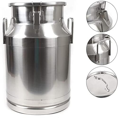 304 Stainless Steel Milk Can Heavy Duty Milk Jug Wine Pail Bucket Dairy Pot Tote Jug Milk Bottle Oil Barrel Tea Canister Silicone Seal with Carry Handle,55L,55L
