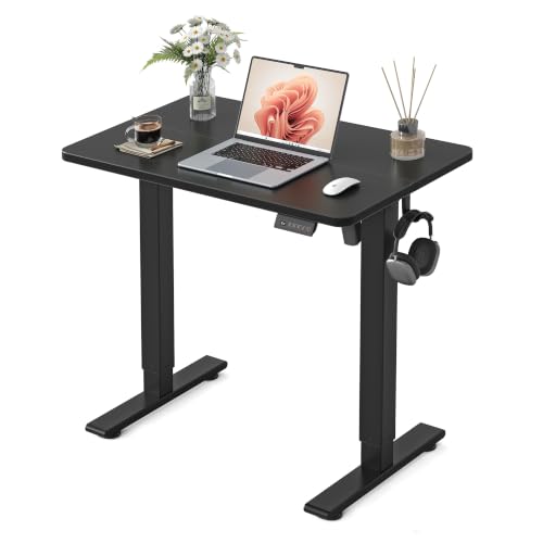 Image of FEZIBO Standing Desk 32 x 19 Inch Electric Height Adjustable, Black | Sit and Stand Up Adjustable Desk, Home Office Computer Desk with 3 Customizable Memory Presets