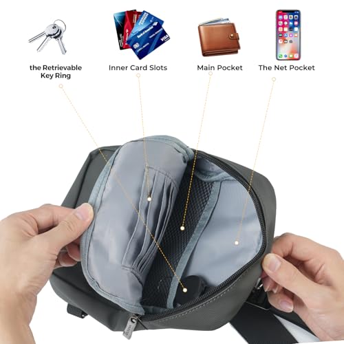Image of Mini Sling Bag for Women Men, Crossbody Bags Chest Bag Dual Pocket RFID Cell Phone Purse Travel Running Walking