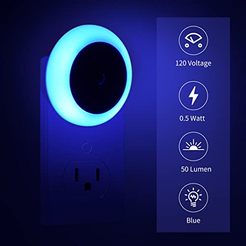 Kinur 6 Pack Blue, Led Night Lights Plug Into Wall With Dusk To Dawn Sensors, Plug In Night Lights For Kids Room, Bedroom, Bathroom, Baby Nursery,Stair Lights, Hallway Light #TOP3