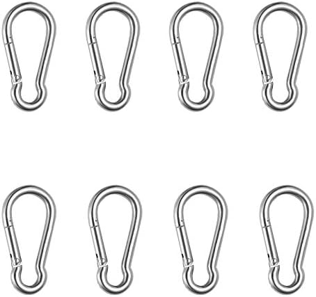 8Pcs M6 Carabiner Clip Heavy Duty Small Stainless Steel Carabiner Hook Camping Clip Hook Carabiner Snap Hook Clips Spring Snap Clip Locking Carabiner Keychain for Outdoor Camping Hiking Fishing