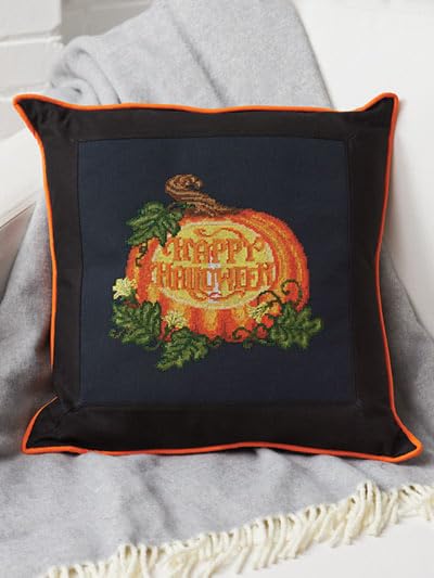 Image of VolcanoStitching Halloween 2023 Just Cross Stitch Magazine 14ct Aida | 2023 Just Cross Stitch Halloween Special Issue magazine bundled with hand-dyed 14-count Aida cross stitch fabric.