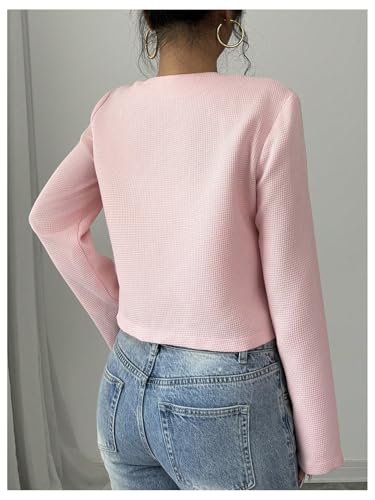 Verdusa Women's Coquette Bowknot Button Down Jacket Elegant Long Sleeve Outerwear Business Casual Outfits2