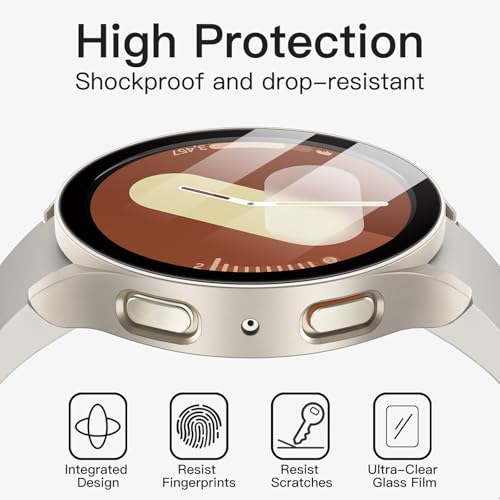 Image of JETech Cover Case with Screen Protector for Samsung Galaxy Watch 7 40mm, Overall Protective Cover, Built-in Tempered Glass Film High Sensitivity, 2 Pack (Cream)