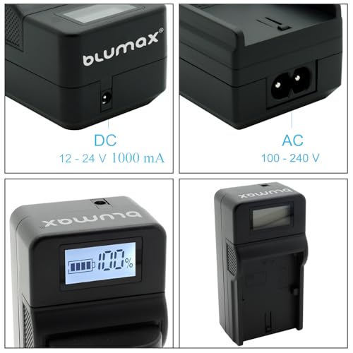 2 x Blumax akumulator kompatybilny z Panasonic DMW-BLG10 E [ 1000 mAh ] + Speed Charger DMW-BLG10E / DMW-BLE9 E do Lumix DMC-GF6 GX7 III GX85 DC-TZ202 G110W