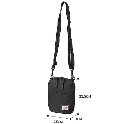 QLTYTUI Petit Sac à Bandoulière, Mini Sacoche pour Téléphone, Passeport, Petit Sac à Bandoulière pour Homme, Femme, Noir – vue 5