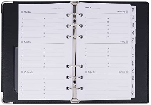 Undated Weekly & Monthly Planner With 6-Ring Binder For 2023 Or Any Time, Personal Size, Black #TOP2