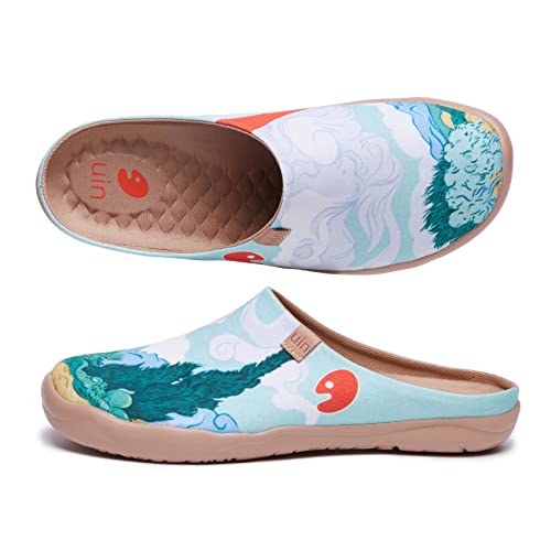 Image of UIN Slipper Woman Travel Art Painted Shoes Wide Toe Casual Home Slip On Mules Malaga