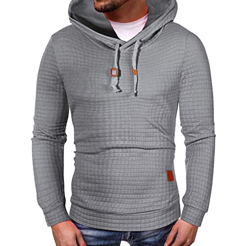 Sweat à capuche gaufré pour homme pull en tricot gris L décontracté