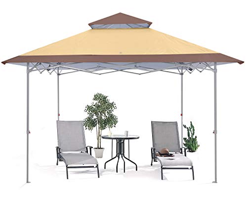 ABCCANOPY 13x13 Pop Up Canopy with Double Ventilated Top, 4 Sandbags, 4 Ropes and 8 Stakes (Tan)